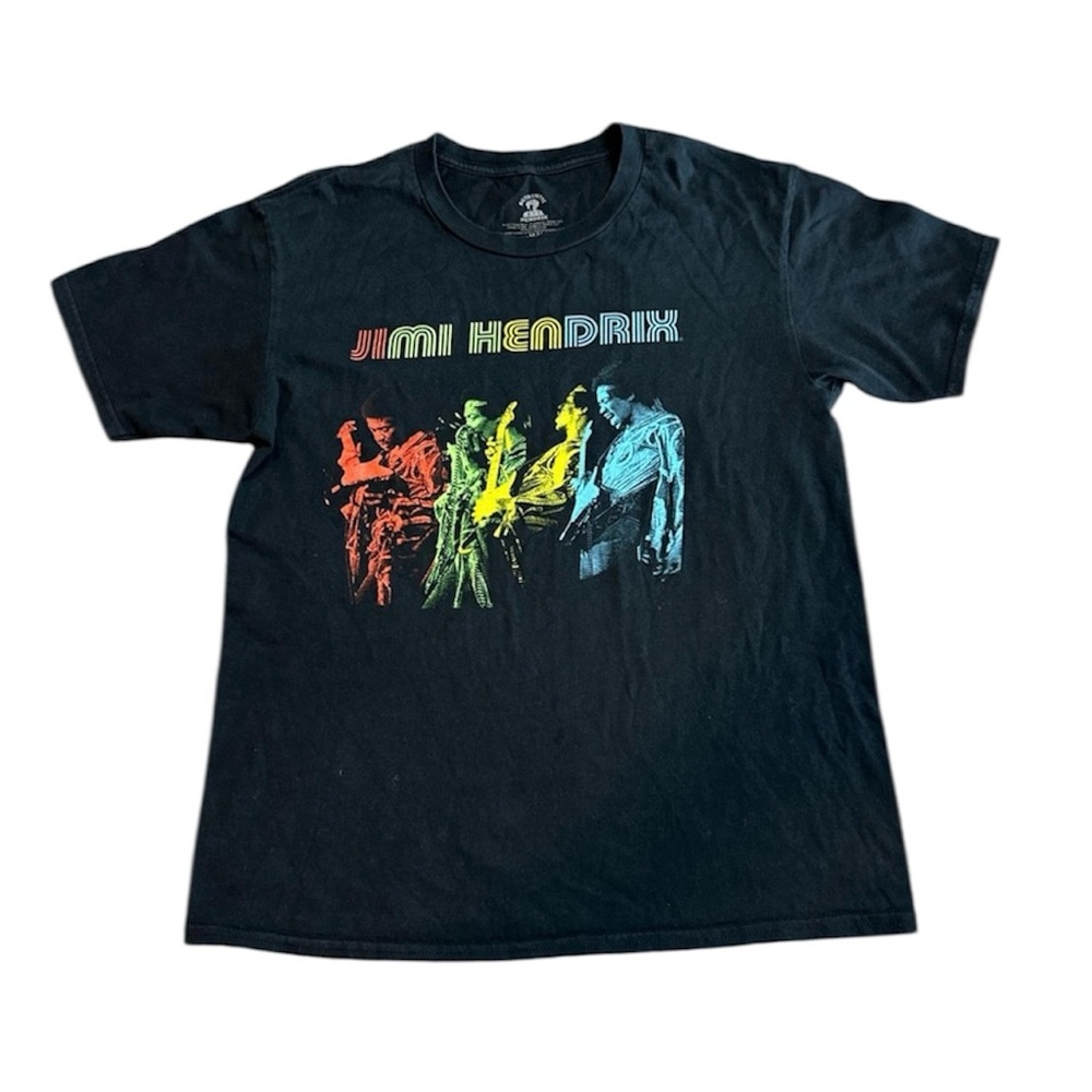 Jimmy Hendrix Rainbow 100% Cotton Adult Graphic Tee Classic Black Size Medium